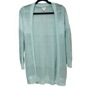Cat & Jack Long Sleeve Open Front Knitted Sweater Cardigan Blue Youth Size Large
